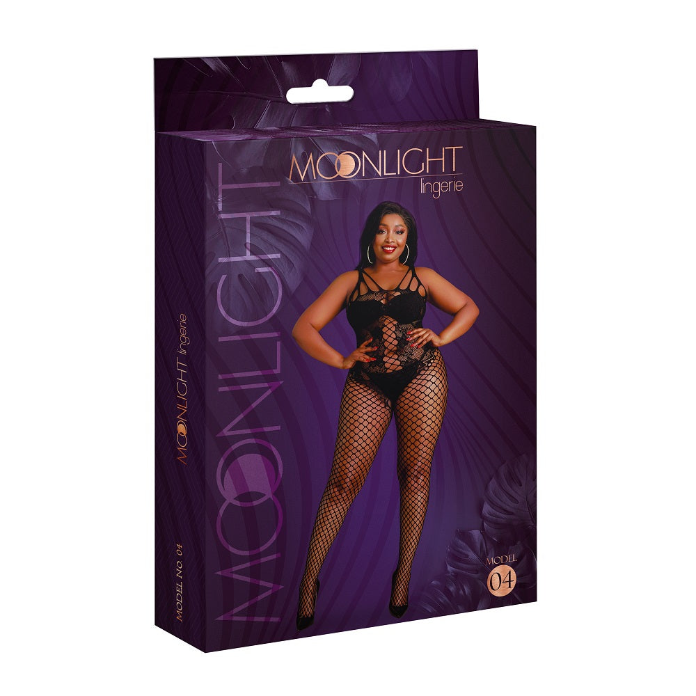 Vibrators, Sex Toy Kits and Sex Toys at Cloud9Adults - Moonlight Lace and Fishnet Bodystocking Black Plus Size - Buy Sex Toys Online