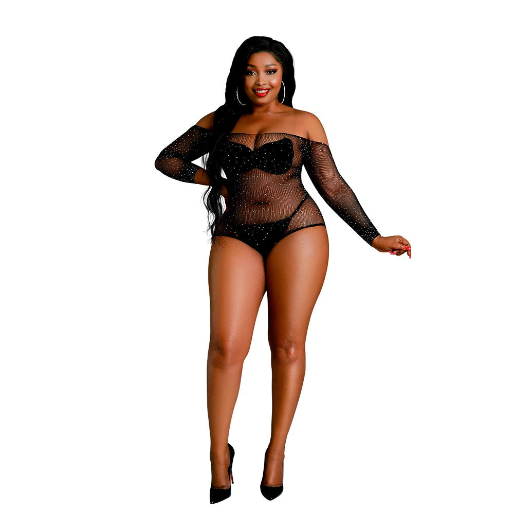 Vibrators, Sex Toy Kits and Sex Toys at Cloud9Adults - Moonlight Black Off the Shoulder Sparkle Body Plus Size - Buy Sex Toys Online