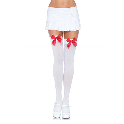 Vibrators, Sex Toy Kits and Sex Toys at Cloud9Adults - Leg Avenue Nylon Thigh Highs with Bow - Buy Sex Toys Online