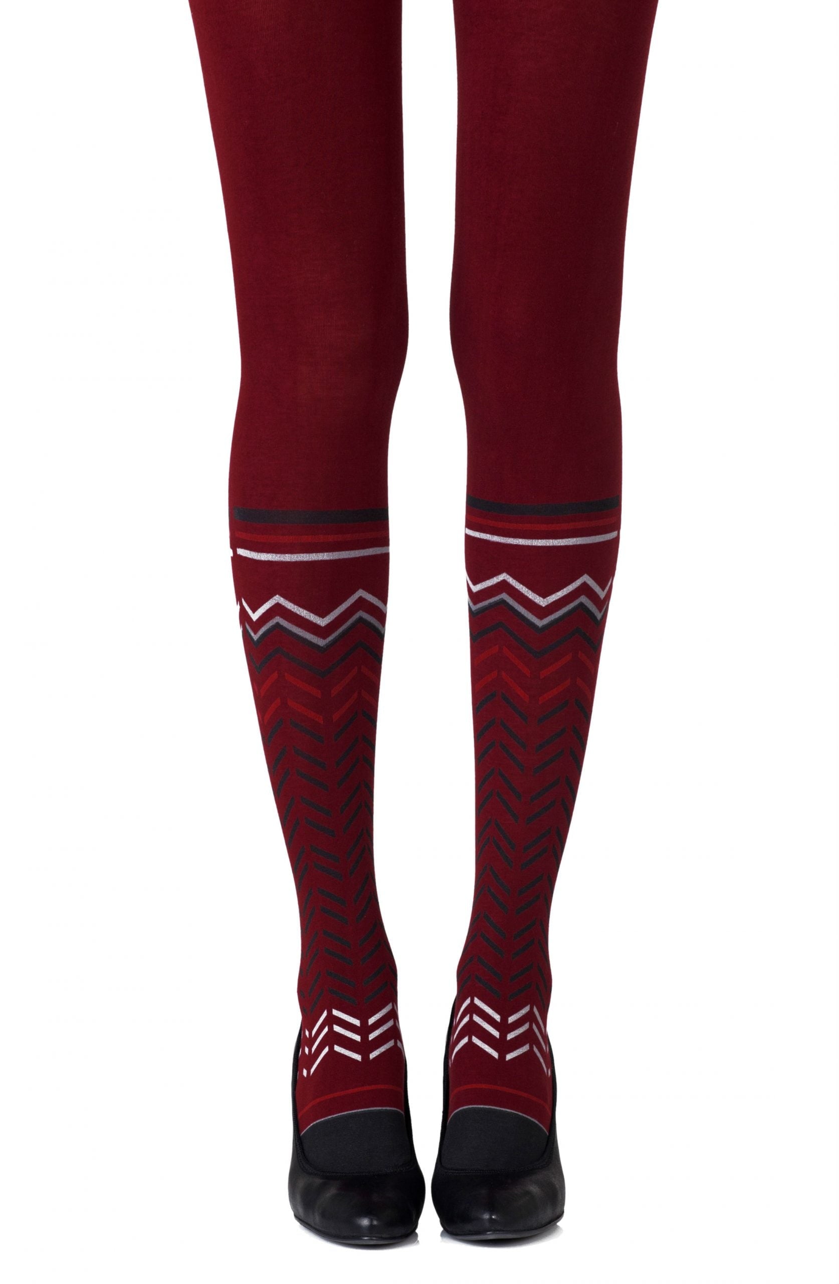 Vibrators, Sex Toy Kits and Sex Toys at Cloud9Adults - Zohara "Zig Zag Walk" Burgundy Print Tights - Buy Sex Toys Online