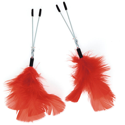 Vibrators, Sex Toy Kits and Sex Toys at Cloud9Adults - Red Feather Nipple Clamps - Buy Sex Toys Online