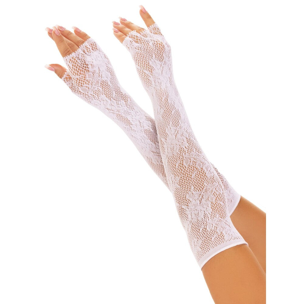 Vibrators, Sex Toy Kits and Sex Toys at Cloud9Adults - Leg Ave Floral Net Fingerless Gloves White - Buy Sex Toys Online