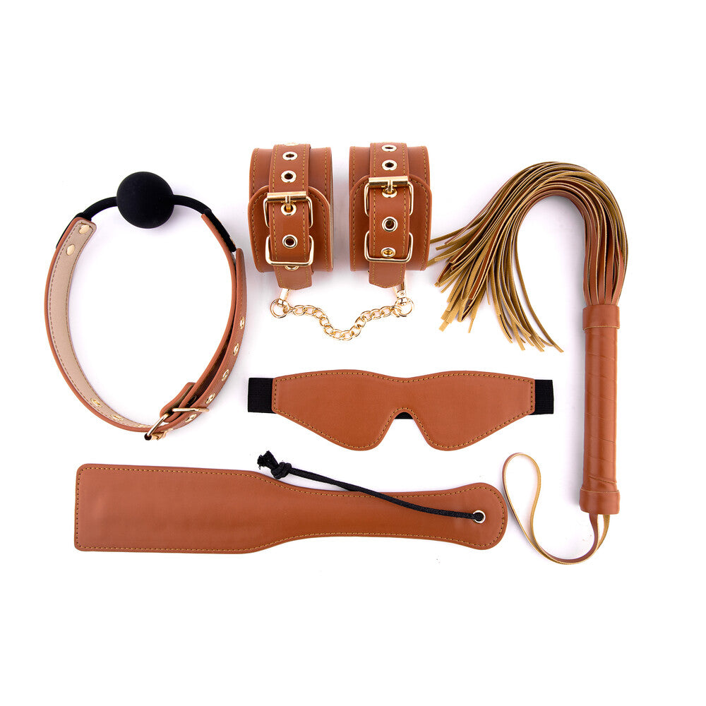 Vibrators, Sex Toy Kits and Sex Toys at Cloud9Adults - Elite BDSM Cognac Vegan Leather Set - Buy Sex Toys Online