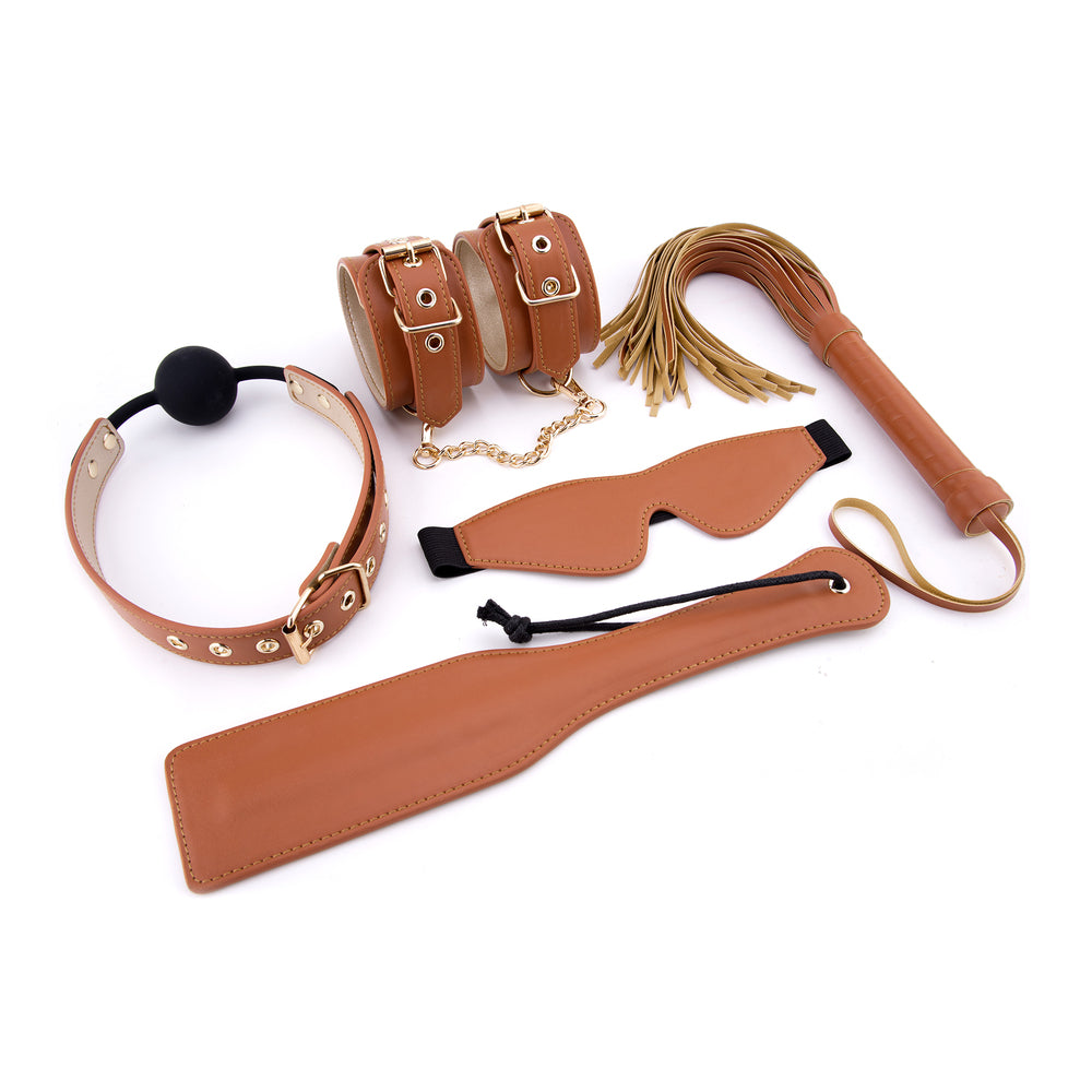 Vibrators, Sex Toy Kits and Sex Toys at Cloud9Adults - Elite BDSM Cognac Vegan Leather Set - Buy Sex Toys Online