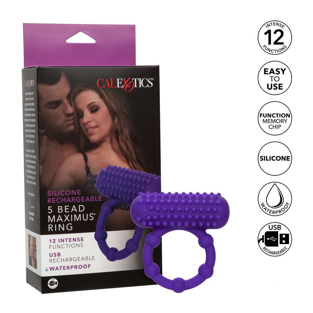 Vibrators, Sex Toy Kits and Sex Toys at Cloud9Adults - 5 Bead Maximus Rechargeable Cock Ring - Buy Sex Toys Online