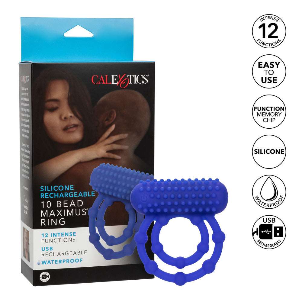 Vibrators, Sex Toy Kits and Sex Toys at Cloud9Adults - 10 Bead Maximus Rechargeable Cock Ring - Buy Sex Toys Online