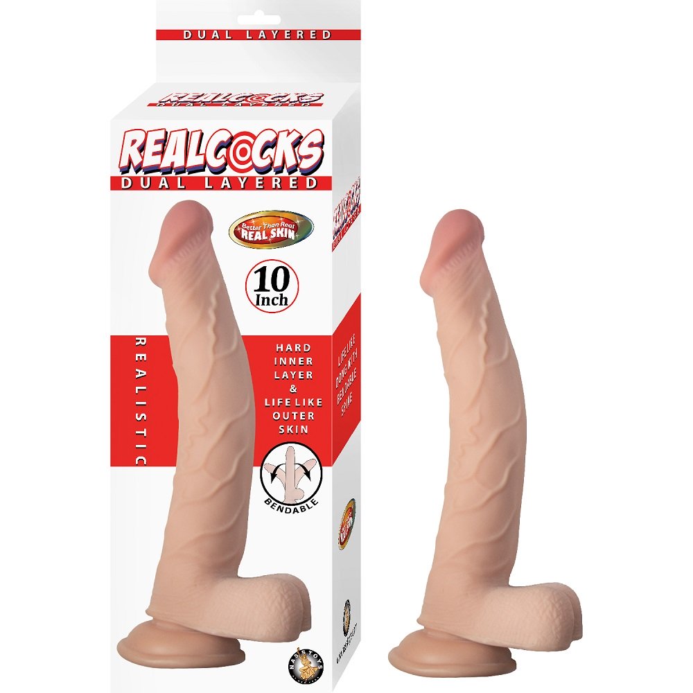 Vibrators, Sex Toy Kits and Sex Toys at Cloud9Adults - RealCocks Dual Layer Bendable Dildo 10 Inch Vanilla - Buy Sex Toys Online