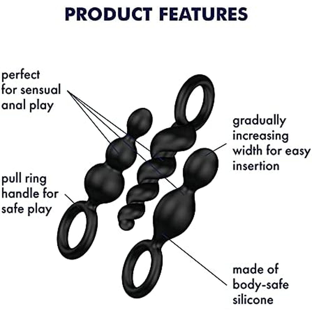 Vibrators, Sex Toy Kits and Sex Toys at Cloud9Adults - Satisfyer Booty Call Set Of 3 Black Anal Plugs - Buy Sex Toys Online