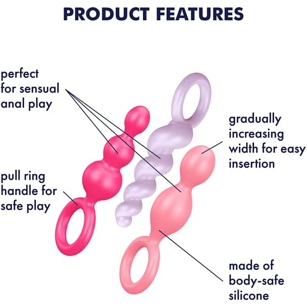 Vibrators, Sex Toy Kits and Sex Toys at Cloud9Adults - Satisfyer Booty Call Set Of 3 Multicolour Anal Plugs - Buy Sex Toys Online