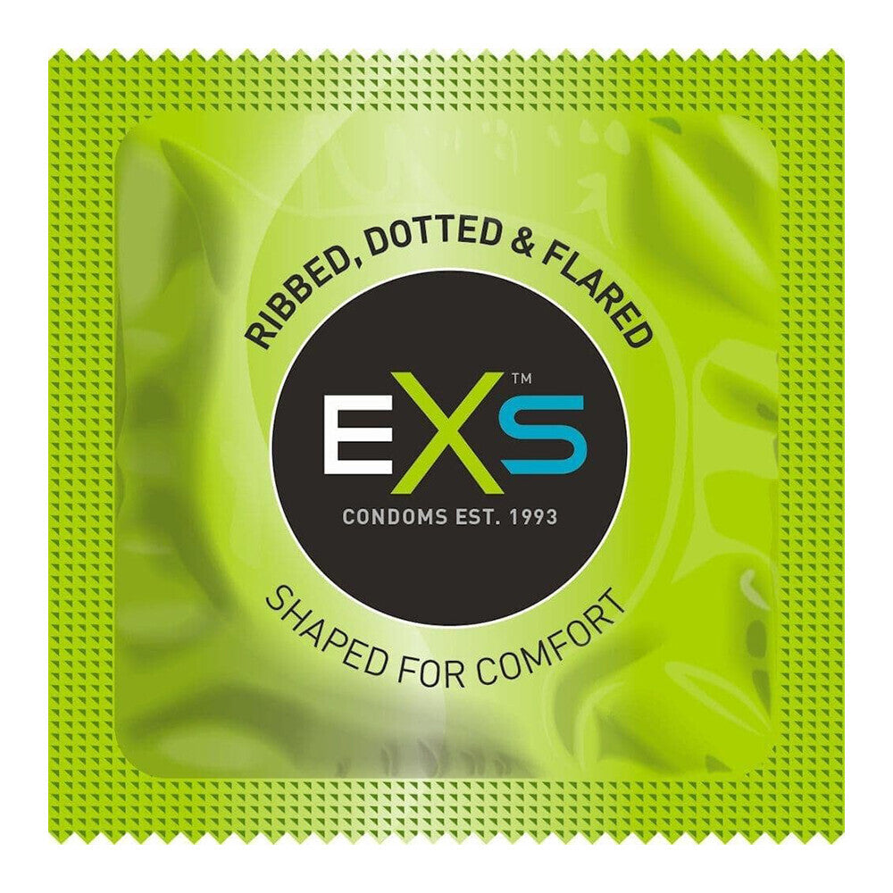 Vibrators, Sex Toy Kits and Sex Toys at Cloud9Adults - EXS Comfy Fit Ribbed and Dotted Condoms 12 Pack - Buy Sex Toys Online