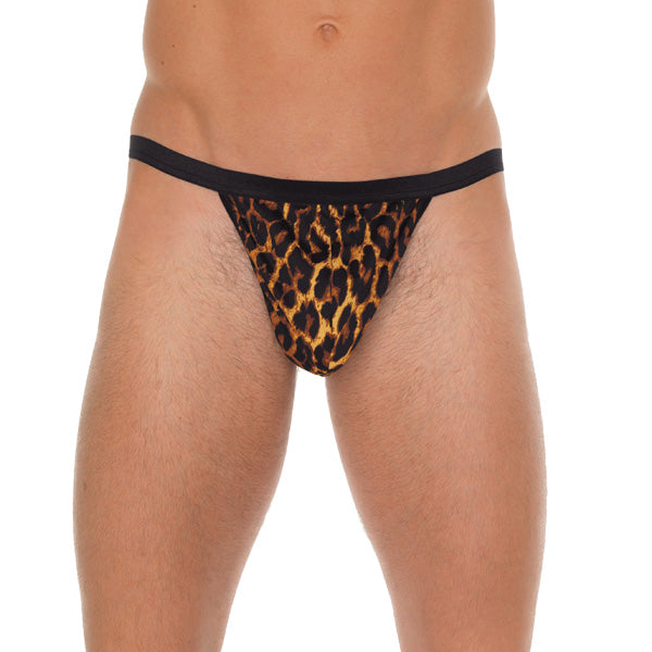 Vibrators, Sex Toy Kits and Sex Toys at Cloud9Adults - Mens Black GString With Leopard Print Pouch - Buy Sex Toys Online