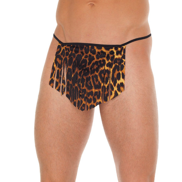 Vibrators, Sex Toy Kits and Sex Toys at Cloud9Adults - Mens Black GString With Leopard Loincloth - Buy Sex Toys Online