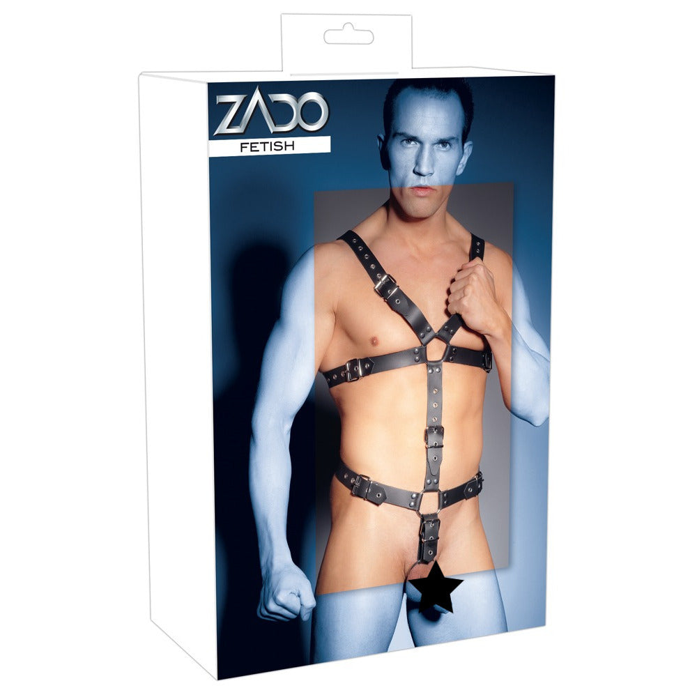 Vibrators, Sex Toy Kits and Sex Toys at Cloud9Adults - Mens Leather Adjustable Harness With Cock Ring - Buy Sex Toys Online