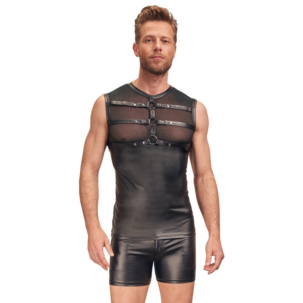 Vibrators, Sex Toy Kits and Sex Toys at Cloud9Adults - NEK Matte Look Shirt With Chest Harness Black - Buy Sex Toys Online