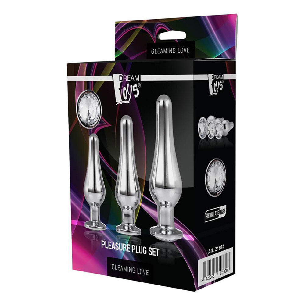 Vibrators, Sex Toy Kits and Sex Toys at Cloud9Adults - Gleaming Butt Plug Set Silver - Buy Sex Toys Online