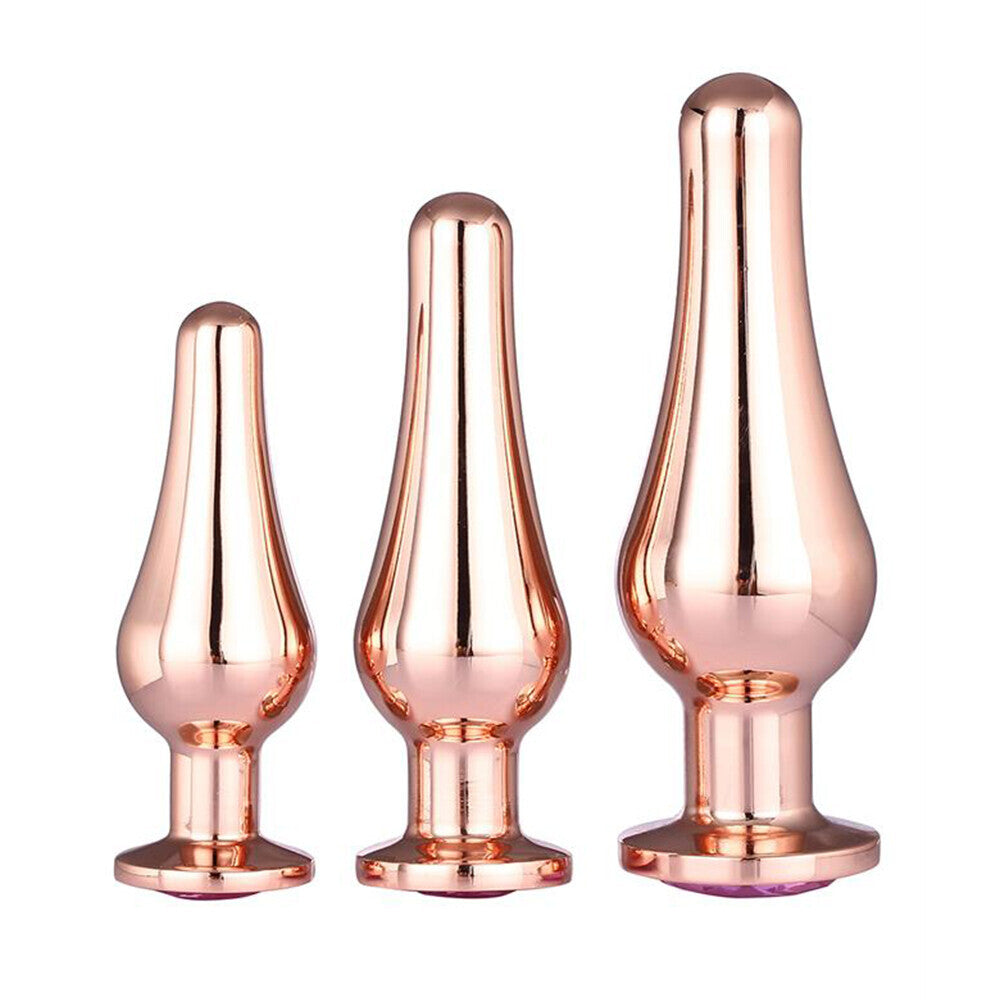 Vibrators, Sex Toy Kits and Sex Toys at Cloud9Adults - Gleaming Butt Plug Set Rose Gold - Buy Sex Toys Online