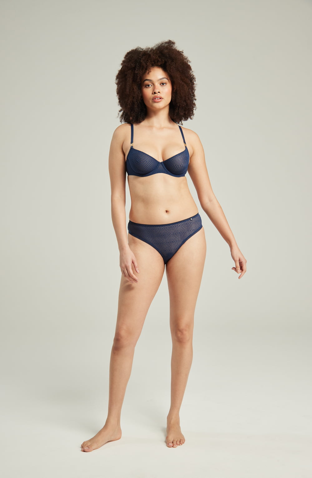 Vibrators, Sex Toy Kits and Sex Toys at Cloud9Adults - The Sheer Deco High Leg Brief Navy - Buy Sex Toys Online