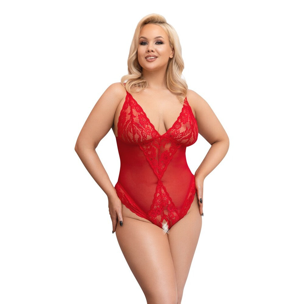 Vibrators, Sex Toy Kits and Sex Toys at Cloud9Adults - Cottelli Curves Crotchless Body Red - Buy Sex Toys Online