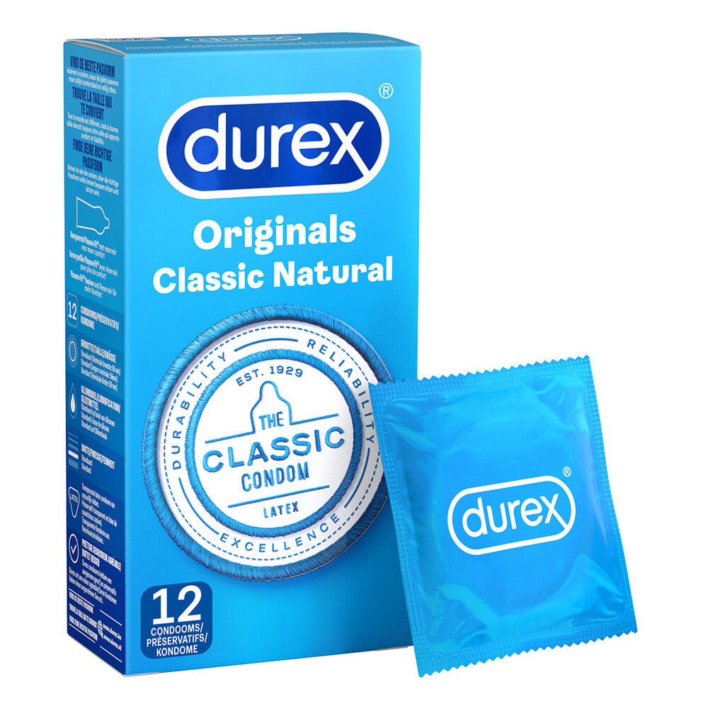 Vibrators, Sex Toy Kits and Sex Toys at Cloud9Adults - Durex Originals Classic Natural Condoms 12 Pack - Buy Sex Toys Online