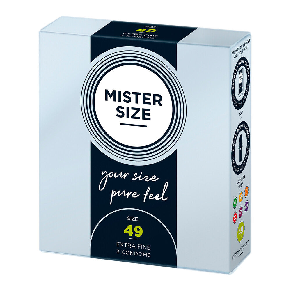 Vibrators, Sex Toy Kits and Sex Toys at Cloud9Adults - Mister Size 49mm Your Size Pure Feel Condoms 3 Pack - Buy Sex Toys Online