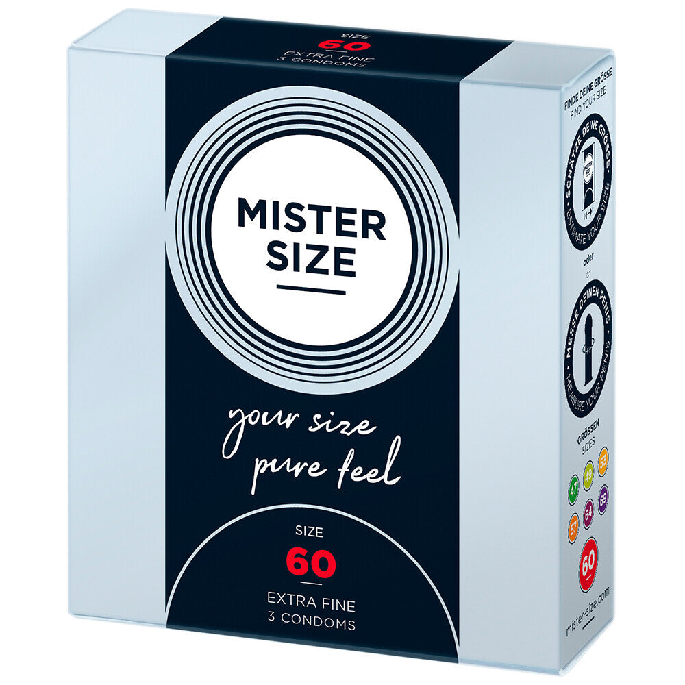 Vibrators, Sex Toy Kits and Sex Toys at Cloud9Adults - Mister Size 60mm Your Size Pure Feel Condoms 3 Pack - Buy Sex Toys Online