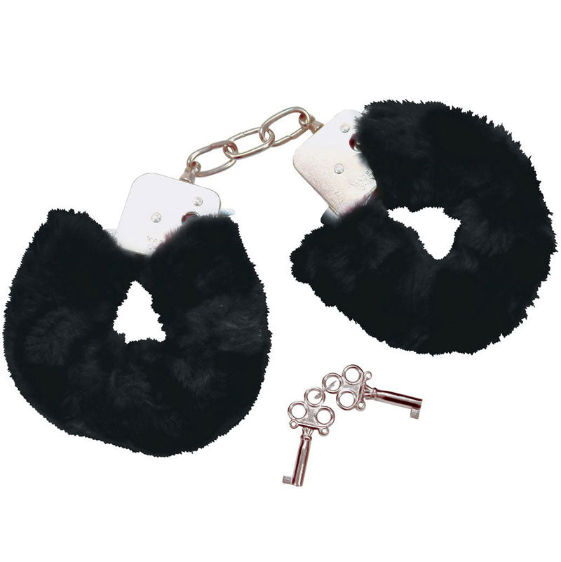 Vibrators, Sex Toy Kits and Sex Toys at Cloud9Adults - Bad Kitty Black Plush Handcuffs - Buy Sex Toys Online