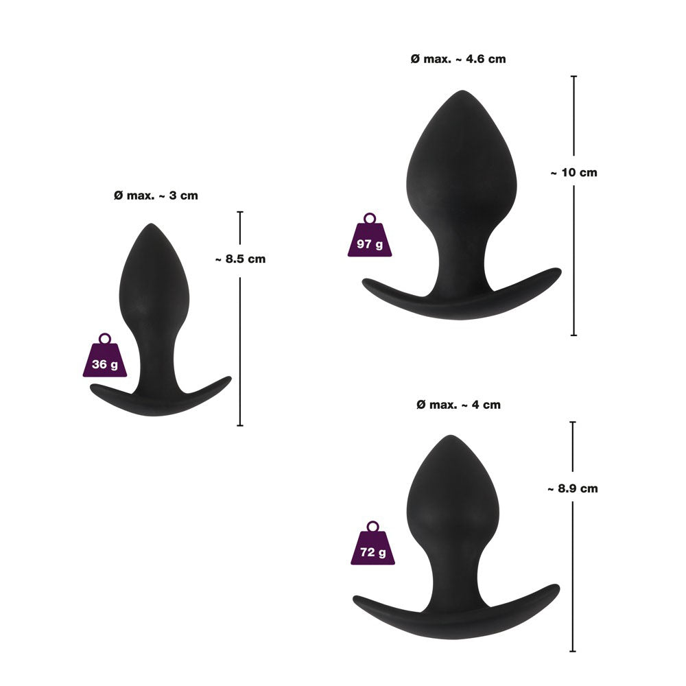 Vibrators, Sex Toy Kits and Sex Toys at Cloud9Adults - Black Velvet Silicone Three Piece Anal Training Set - Buy Sex Toys Online