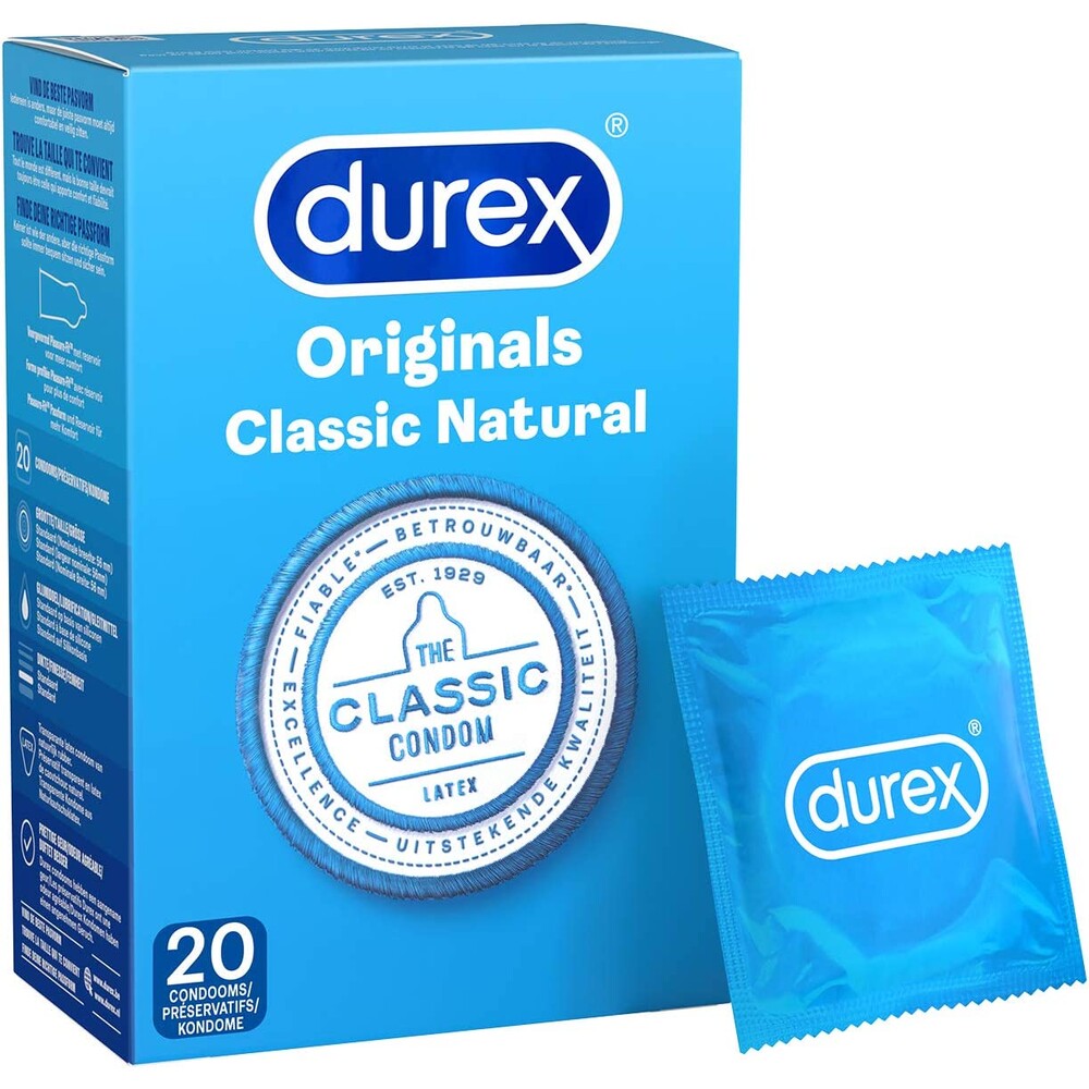 Vibrators, Sex Toy Kits and Sex Toys at Cloud9Adults - Durex Originals Classic Natural Condoms 20 Pack - Buy Sex Toys Online