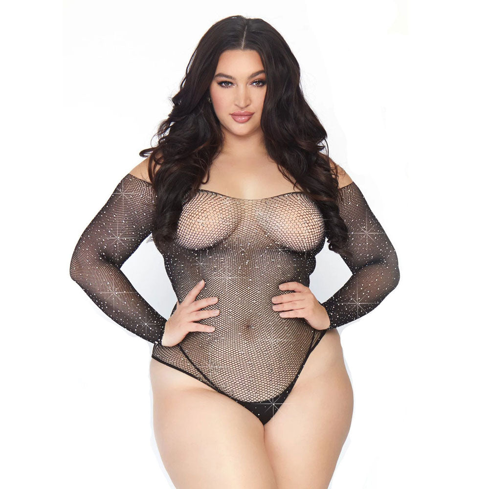 Vibrators, Sex Toy Kits and Sex Toys at Cloud9Adults - Leg Avenue Crystalized Long Sleeve Body Plus Size UK 18 to 22 - Buy Sex Toys Online