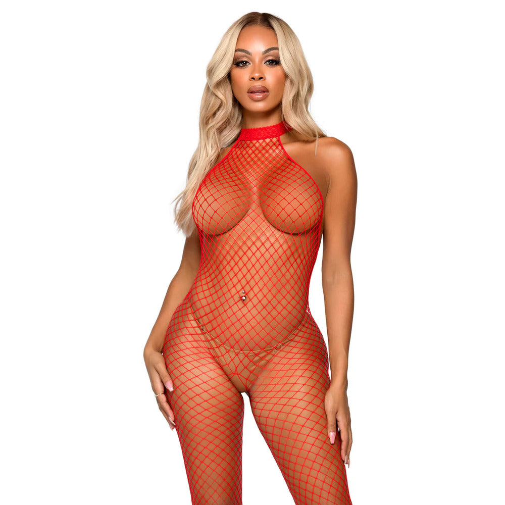 Vibrators, Sex Toy Kits and Sex Toys at Cloud9Adults - Leg Avenue Racer Neck Bodystocking Red UK 6 to 12 - Buy Sex Toys Online