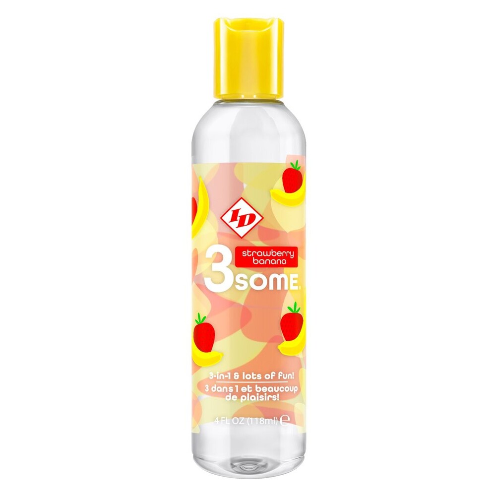 Vibrators, Sex Toy Kits and Sex Toys at Cloud9Adults - ID 3some Strawberry Banana 3 In 1 Lubricant 118ml - Buy Sex Toys Online