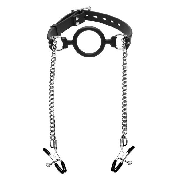 Vibrators, Sex Toy Kits and Sex Toys at Cloud9Adults - Mutiny Silicone O Ring Gag Plus Nipple Clamps - Buy Sex Toys Online