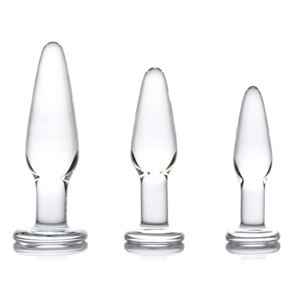 Vibrators, Sex Toy Kits and Sex Toys at Cloud9Adults - Dosha 3 Piece Glass Anal Plug Kit - Buy Sex Toys Online