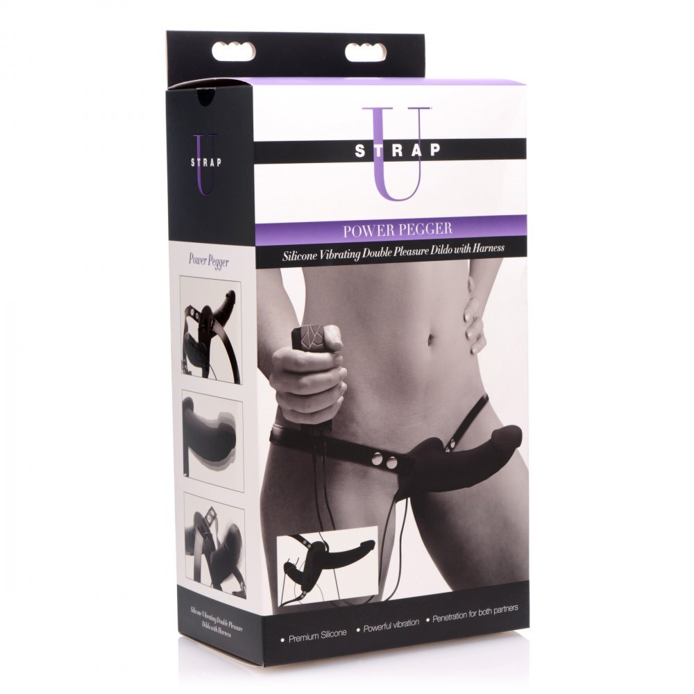 Vibrators, Sex Toy Kits and Sex Toys at Cloud9Adults - Power Pegger Silicone Vibrating Double Dildo With Harness - Buy Sex Toys Online