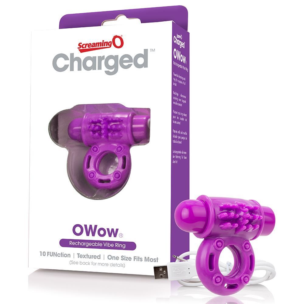 Vibrators, Sex Toy Kits and Sex Toys at Cloud9Adults - Screaming O Charged OWow Purple Vibrating Cock Ring - Buy Sex Toys Online
