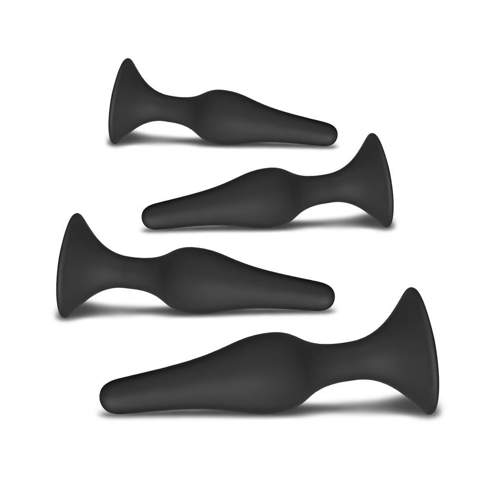 Vibrators, Sex Toy Kits and Sex Toys at Cloud9Adults - Set of Four Silicone Butt Plugs Black - Buy Sex Toys Online