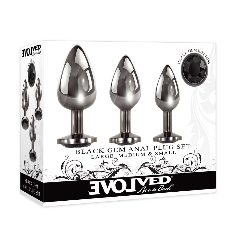 Vibrators, Sex Toy Kits and Sex Toys at Cloud9Adults - Evolved Black Gem Anal Plug Set - Buy Sex Toys Online