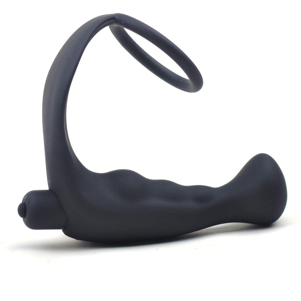 Vibrators, Sex Toy Kits and Sex Toys at Cloud9Adults - Black Silicone Anal Plug Vibrator with Cock Ring - Buy Sex Toys Online