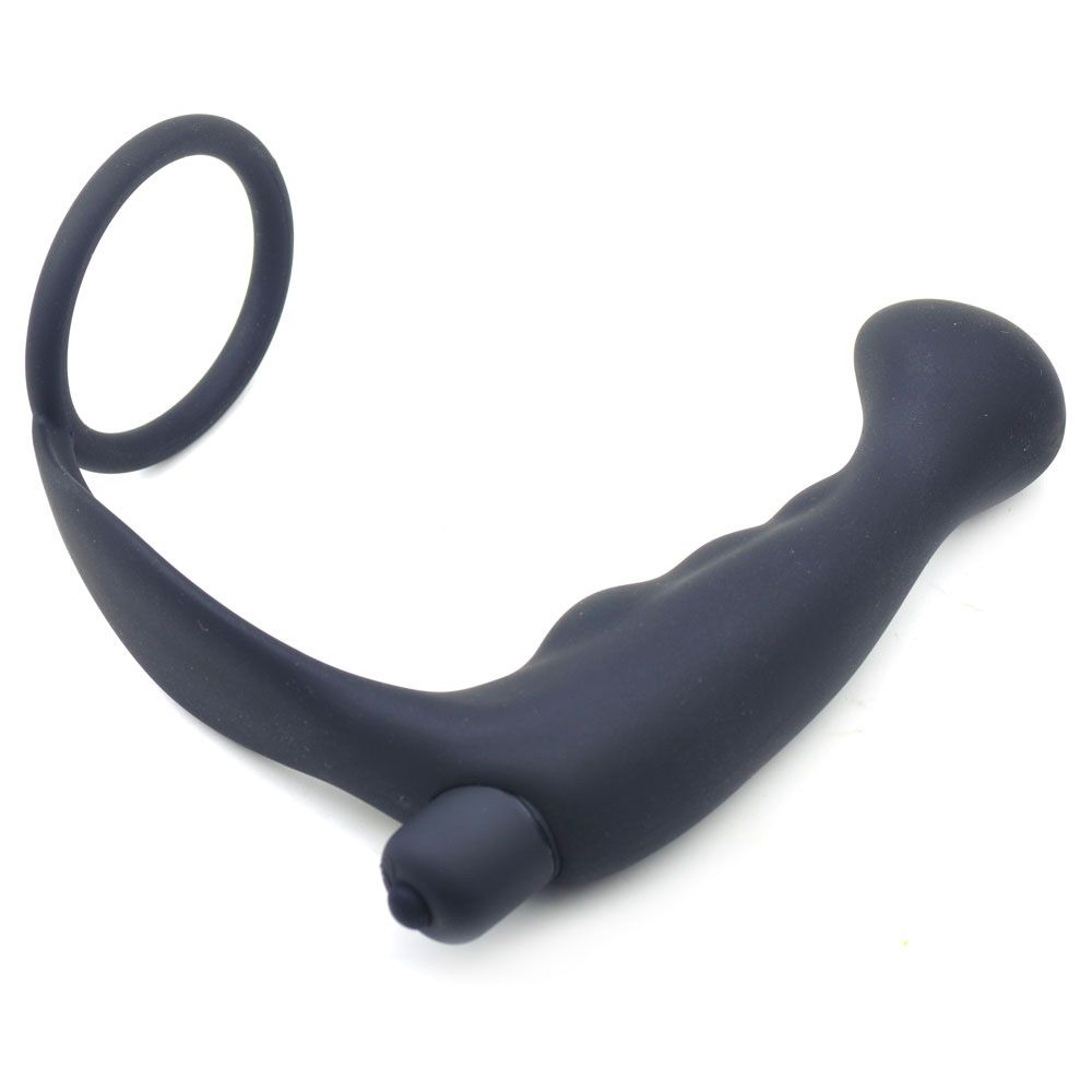 Vibrators, Sex Toy Kits and Sex Toys at Cloud9Adults - Black Silicone Anal Plug Vibrator with Cock Ring - Buy Sex Toys Online