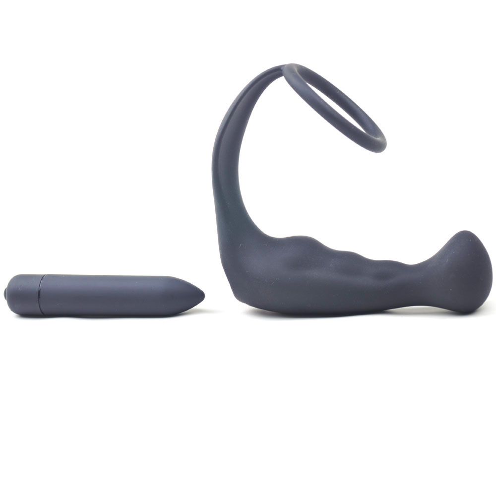 Vibrators, Sex Toy Kits and Sex Toys at Cloud9Adults - Black Silicone Anal Plug Vibrator with Cock Ring - Buy Sex Toys Online