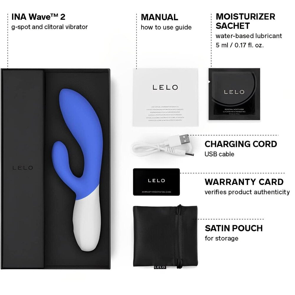 Vibrators, Sex Toy Kits and Sex Toys at Cloud9Adults - Lelo Ina Wave 2 Luxury Rechargeable Vibe Blue - Buy Sex Toys Online