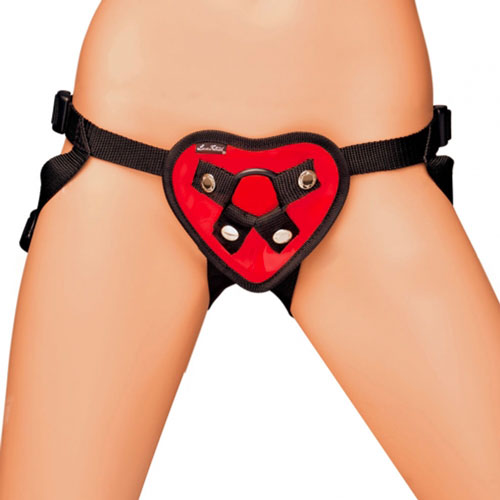 Vibrators, Sex Toy Kits and Sex Toys at Cloud9Adults - Lux Fetish Red Heart Strap On Harness - Buy Sex Toys Online
