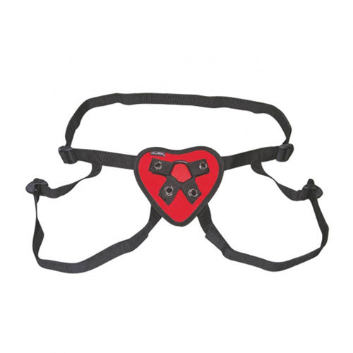 Vibrators, Sex Toy Kits and Sex Toys at Cloud9Adults - Lux Fetish Red Heart Strap On Harness - Buy Sex Toys Online