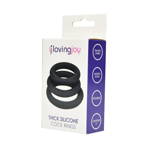 Vibrators, Sex Toy Kits and Sex Toys at Cloud9Adults - Loving Joy Thick Silicone Cock Rings 3 Pack Grey - Buy Sex Toys Online