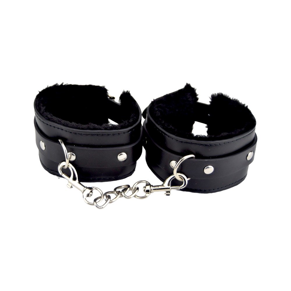 Vibrators, Sex Toy Kits and Sex Toys at Cloud9Adults - Bound to Please Furry Plush Wrist Cuffs Black - Buy Sex Toys Online