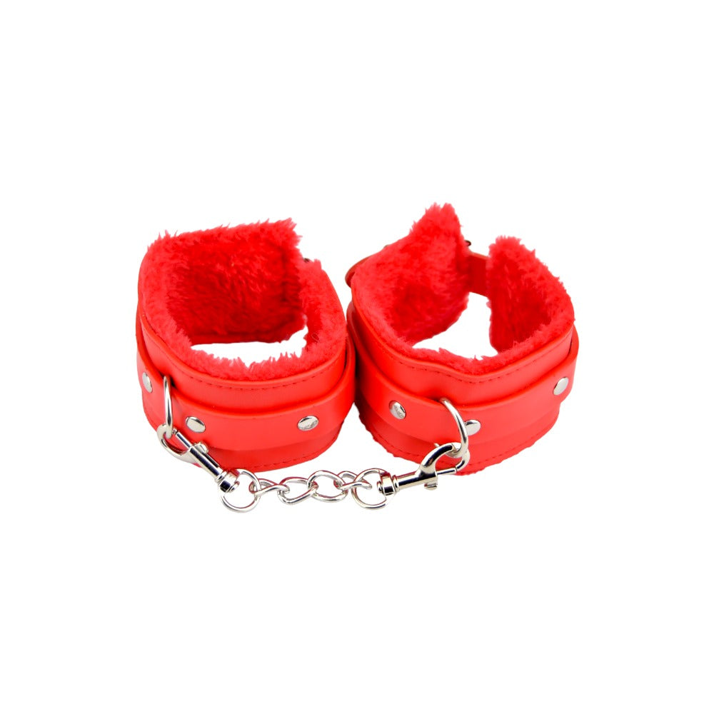 Vibrators, Sex Toy Kits and Sex Toys at Cloud9Adults - Bound to Please Furry Plush Wrist Cuffs Red - Buy Sex Toys Online