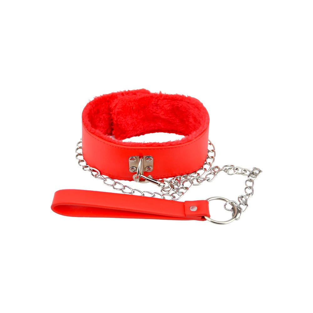 Vibrators, Sex Toy Kits and Sex Toys at Cloud9Adults - Bound to Please Furry Collar with Leash Red - Buy Sex Toys Online