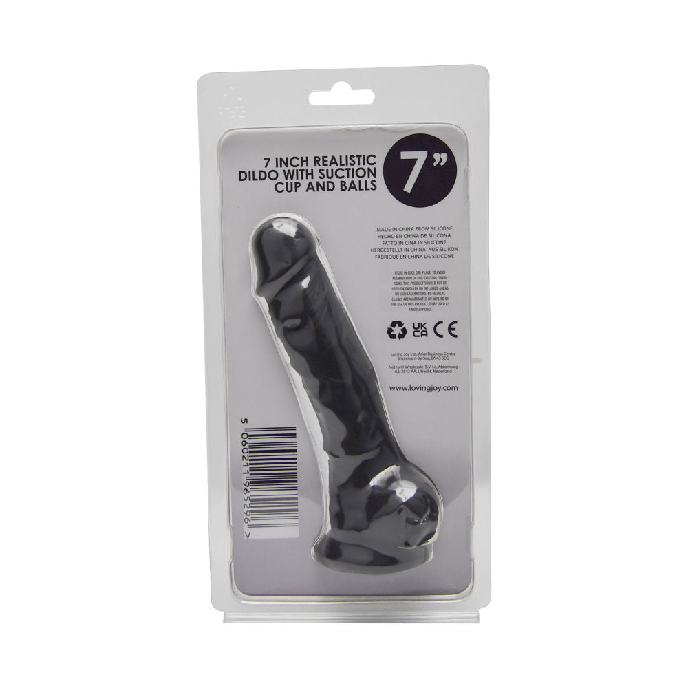 Vibrators, Sex Toy Kits and Sex Toys at Cloud9Adults - Loving Joy 7 Inch Realistic Silicone Dildo with Suction Cup and Balls Black - Buy Sex Toys Online