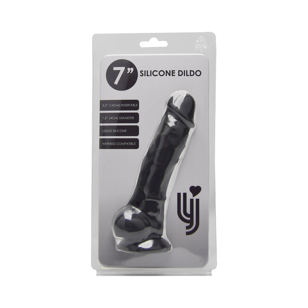 Vibrators, Sex Toy Kits and Sex Toys at Cloud9Adults - Loving Joy 7 Inch Realistic Silicone Dildo with Suction Cup and Balls Black - Buy Sex Toys Online