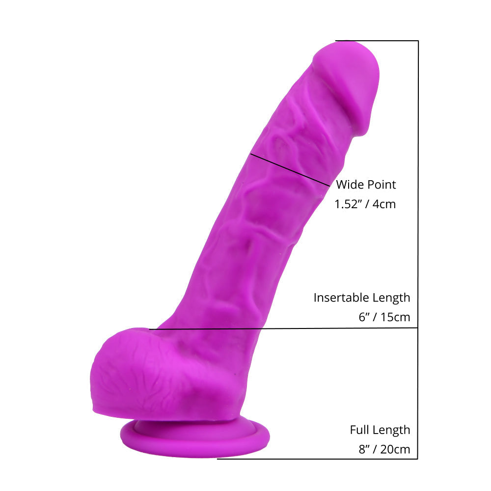 Vibrators, Sex Toy Kits and Sex Toys at Cloud9Adults - Loving Joy 8 Inch Realistic Silicone Dildo with Suction Cup and Balls Purple - Buy Sex Toys Online